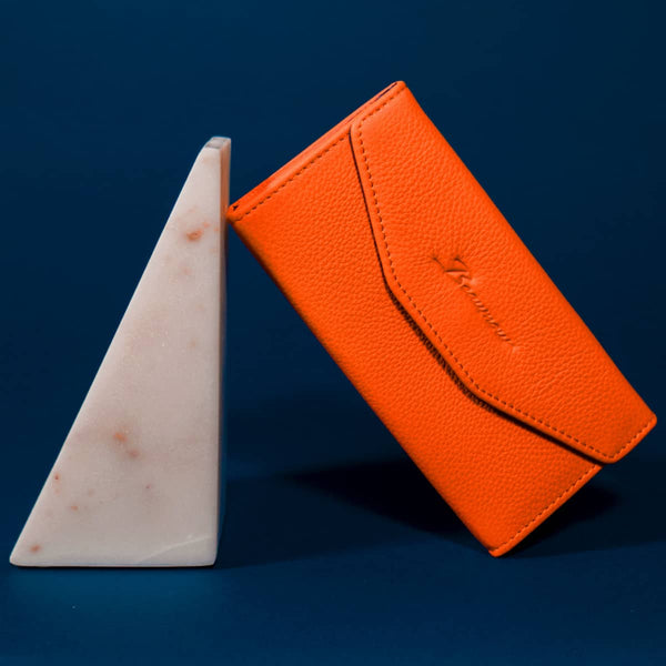 Porte-cartes RFID en cuir orange Beaumour