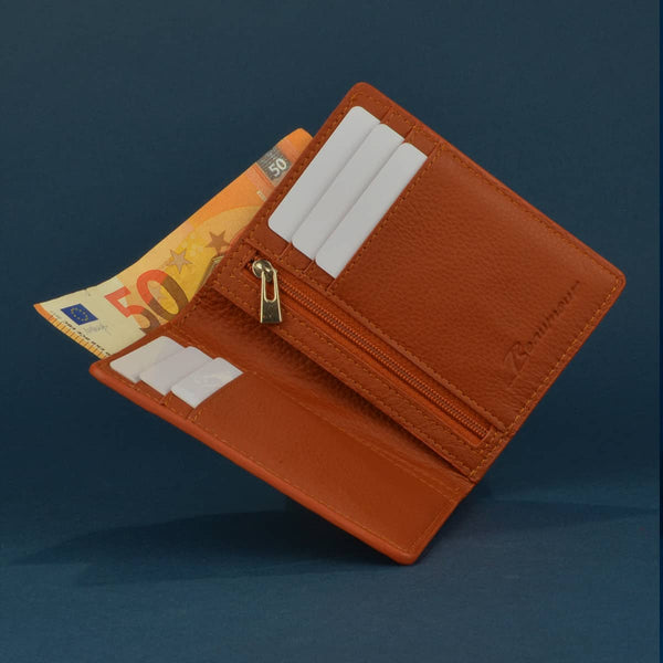 Porte-cartes RFID en cuir orange Beaumour