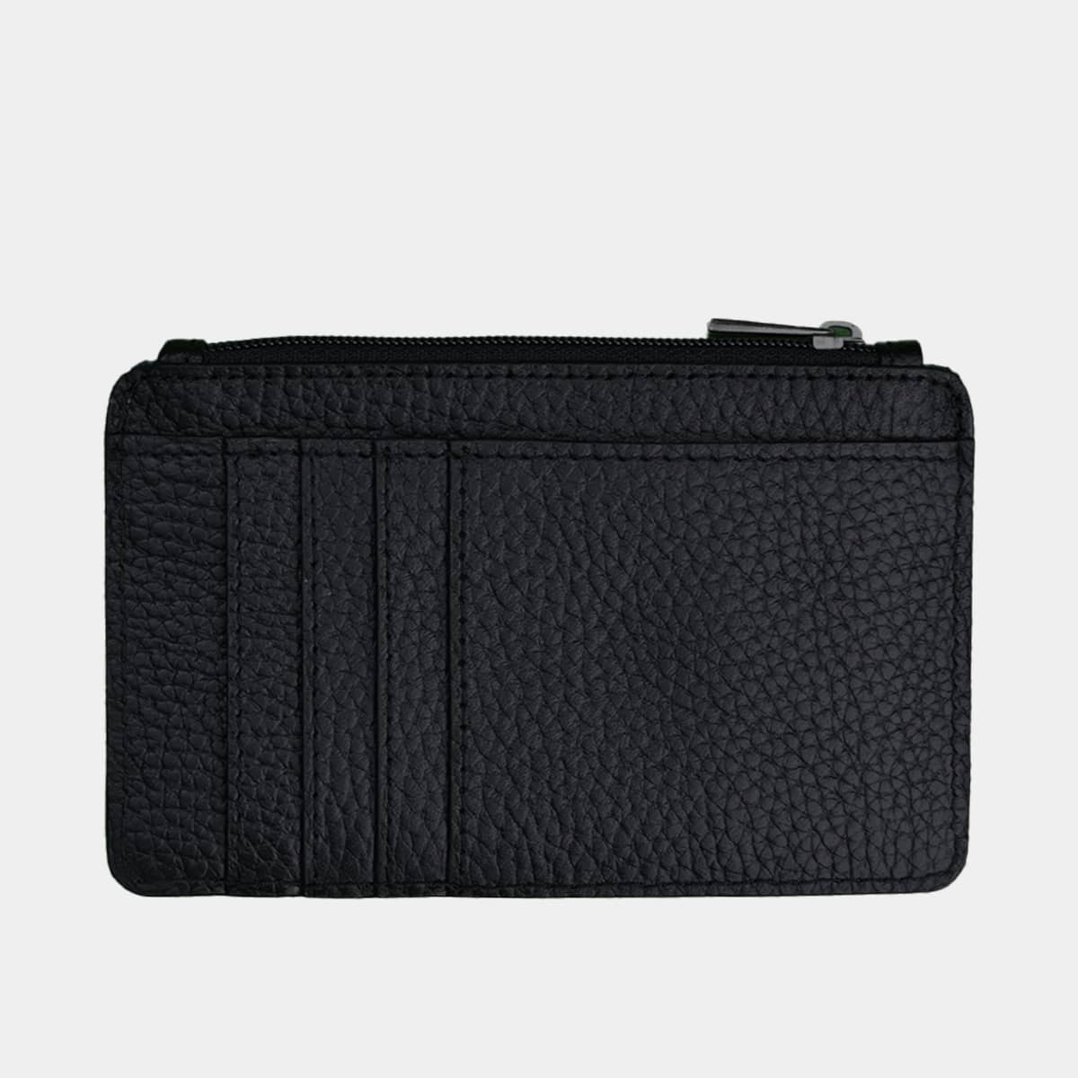 Porte-monnaie RFID en cuir noir Beaumour